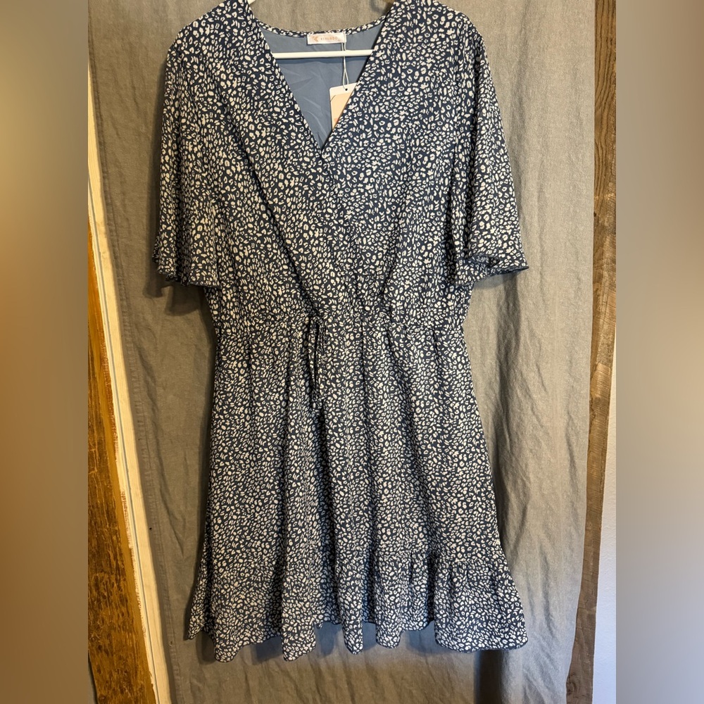 Black and White Wrap Sundress with Flutter Sleeves